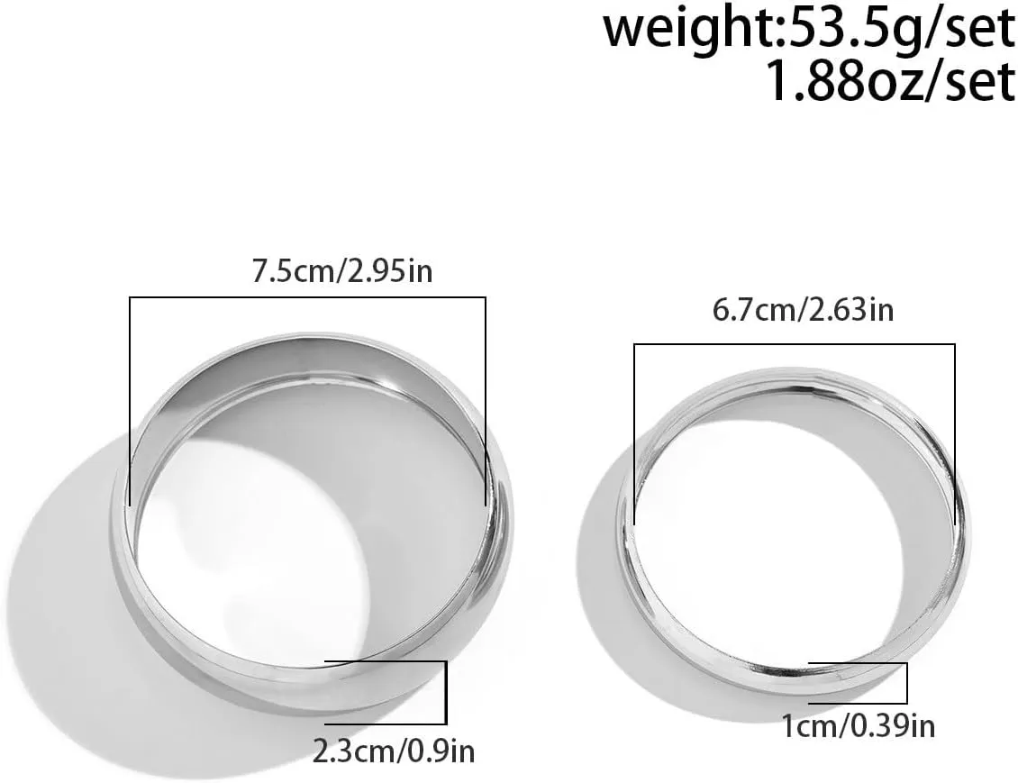2/3Pcs Chunky Bangle Bracelets Trendy Wide Wrist Cuff Bracelets Dainty Layered Stack Statement Bangle Minimalist Wrist Cuff Bracelets