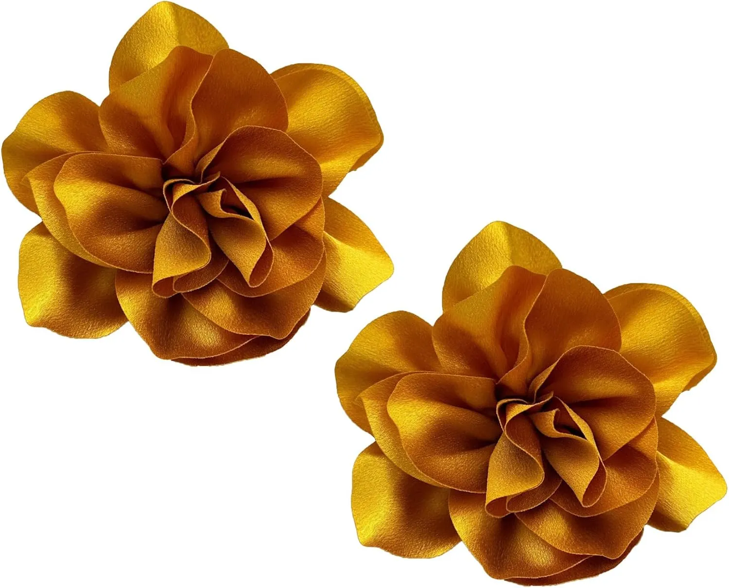 2Pcs 5in Dainty Satin Fabric Flower Brooch Extra Large Rose Camellia Flower Brooches Lapel Pins for Women Wedding Party Dance Banquet Clothes Jewelry Accessories