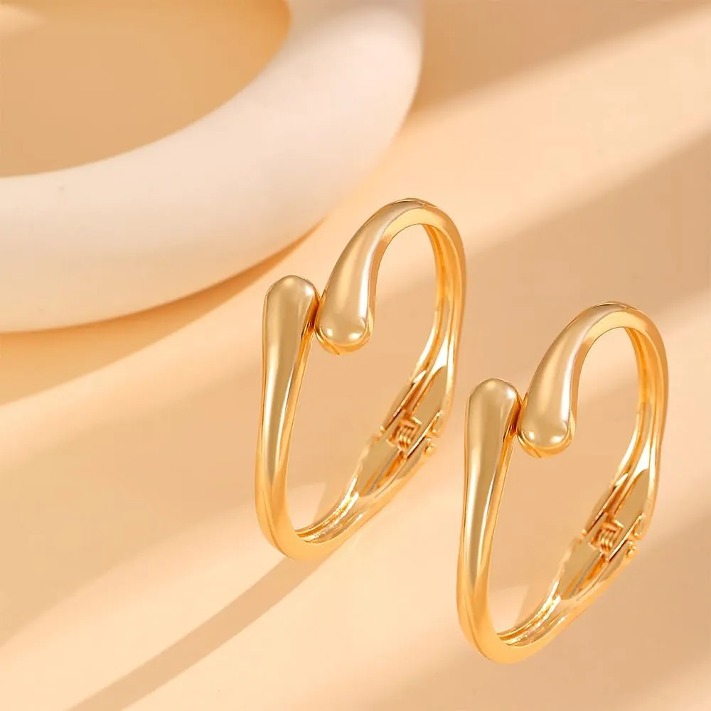 2Pcs Chunky Gold Cuff Bracelet for Women Opening Indian Chunky Bangles Gold Arm Cuff Jewelry for Women