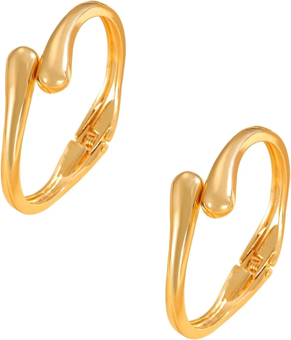 2Pcs Chunky Gold Cuff Bracelet for Women Opening Indian Chunky Bangles Gold Arm Cuff Jewelry for Women