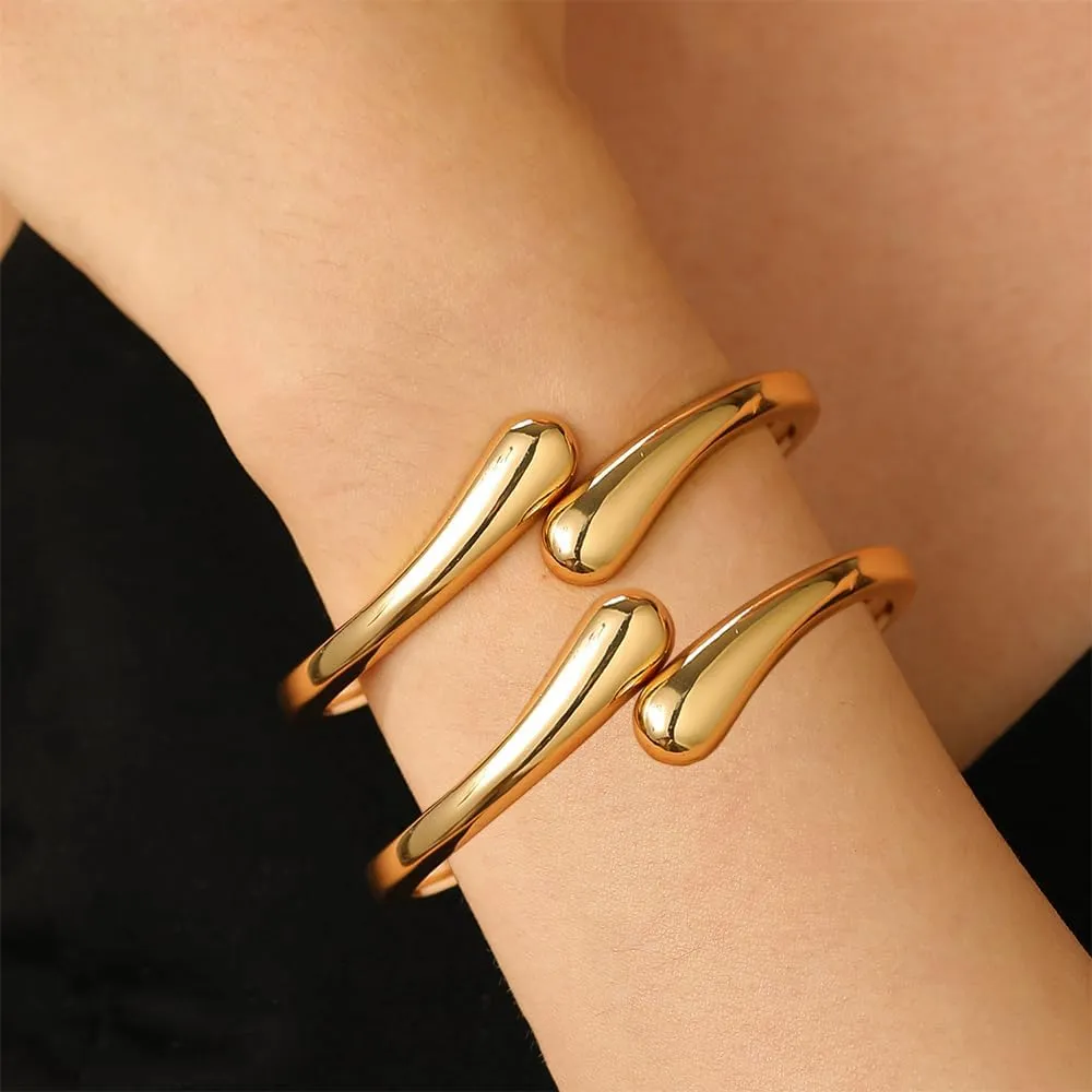 2Pcs Chunky Gold Cuff Bracelet for Women Opening Indian Chunky Bangles Gold Arm Cuff Jewelry for Women