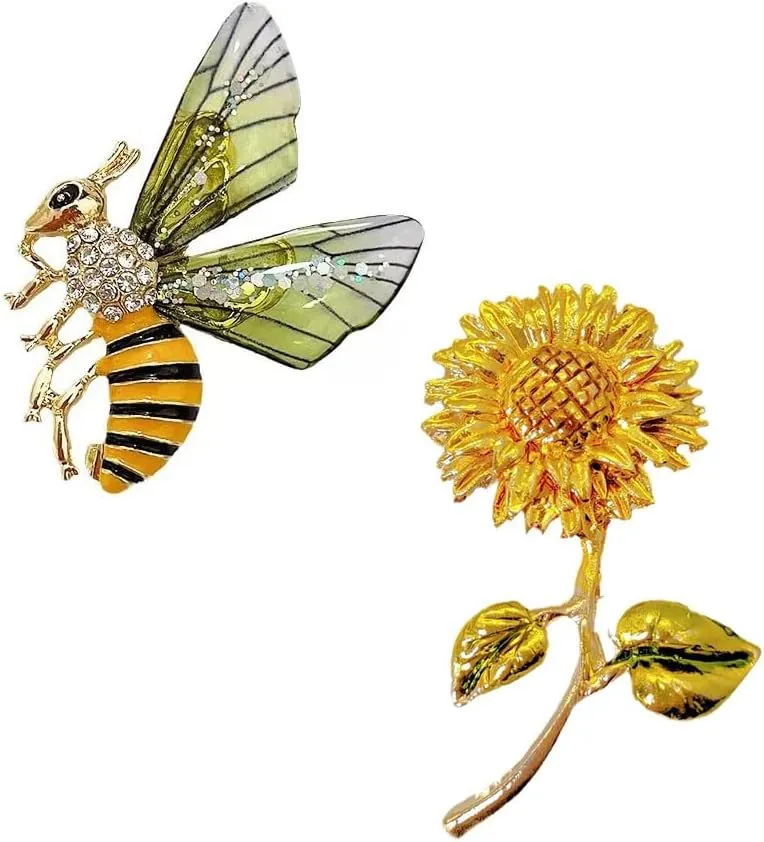 2PCS Elegant Brooch Pins for Women - Stylish Design Cubic Zirconia Lapel Pin Jewelry for Ladies Sweater Scarf Coat Dress Animal Brooches and Pins for Women
