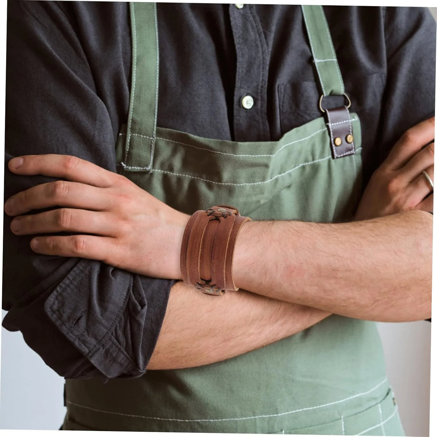 2pcs Punk Wristband Personalized Wristband Wrist Cuff Bracelet Leather Bangle Men Bangles Male Wrist