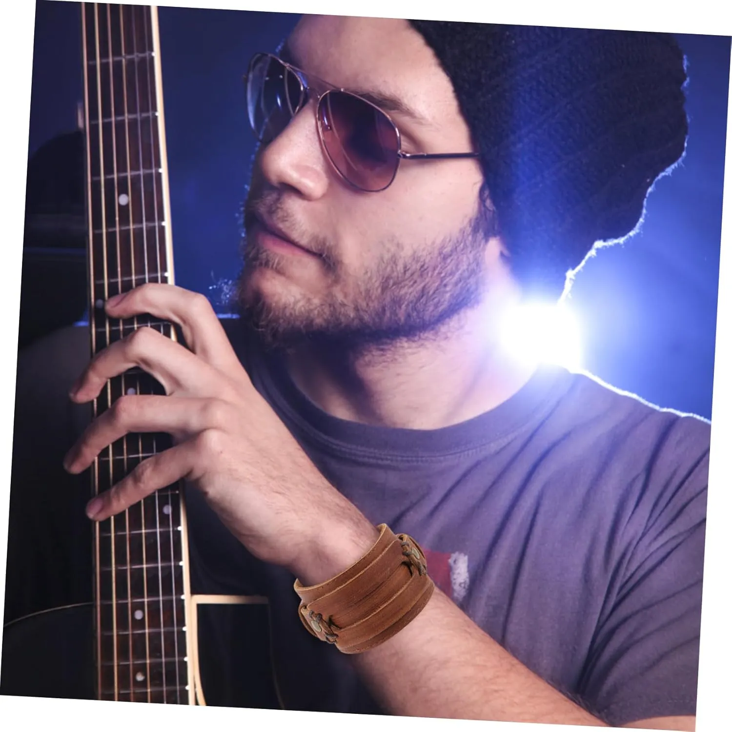 2pcs Punk Wristband Personalized Wristband Wrist Cuff Bracelet Leather Bangle Men Bangles Male Wrist