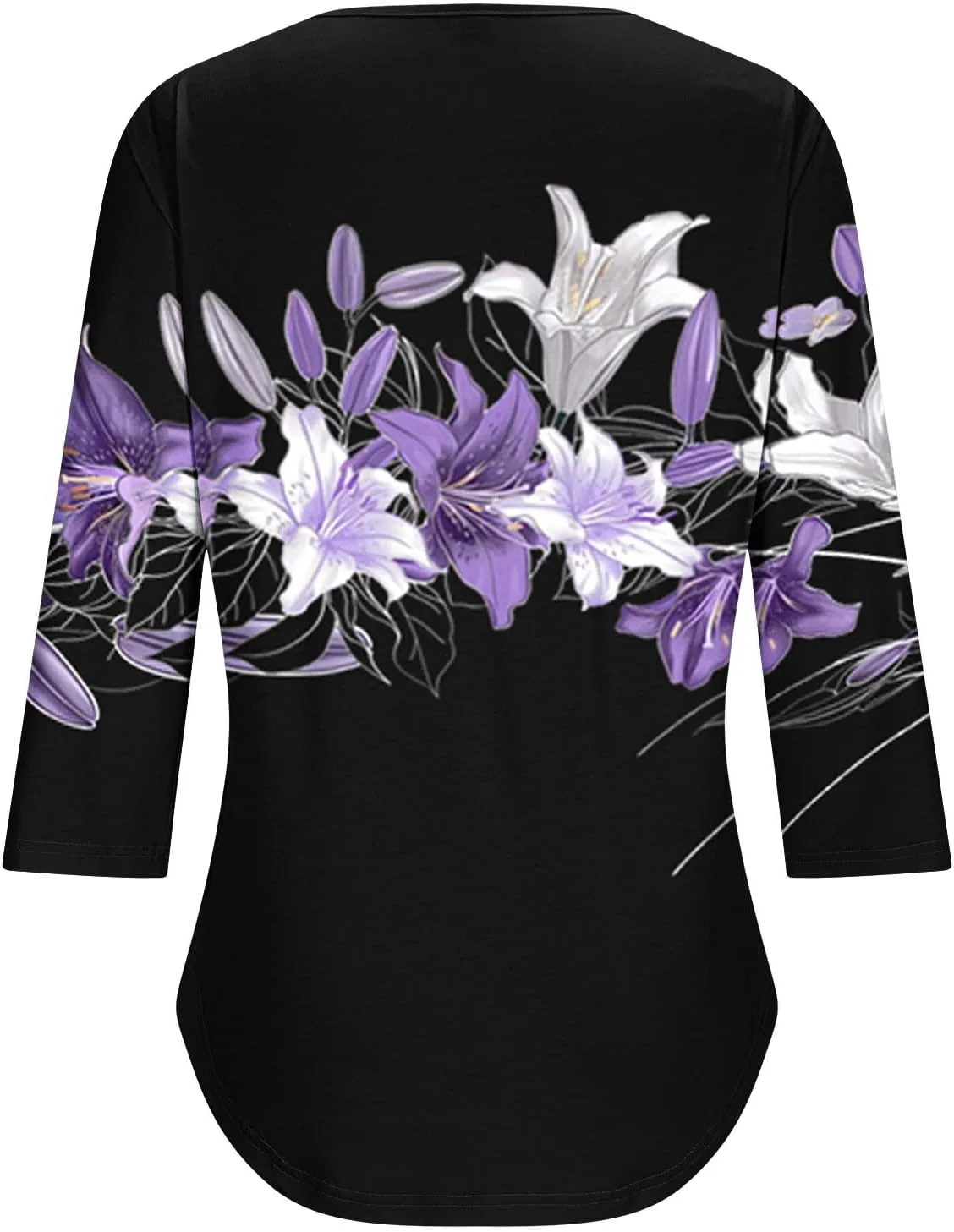 3/4 Length Sleeve Tops for Women Summer Dressy Casual Front Pleated Crewneck Shirts Flowy Tunic Tops Trendy Clothes