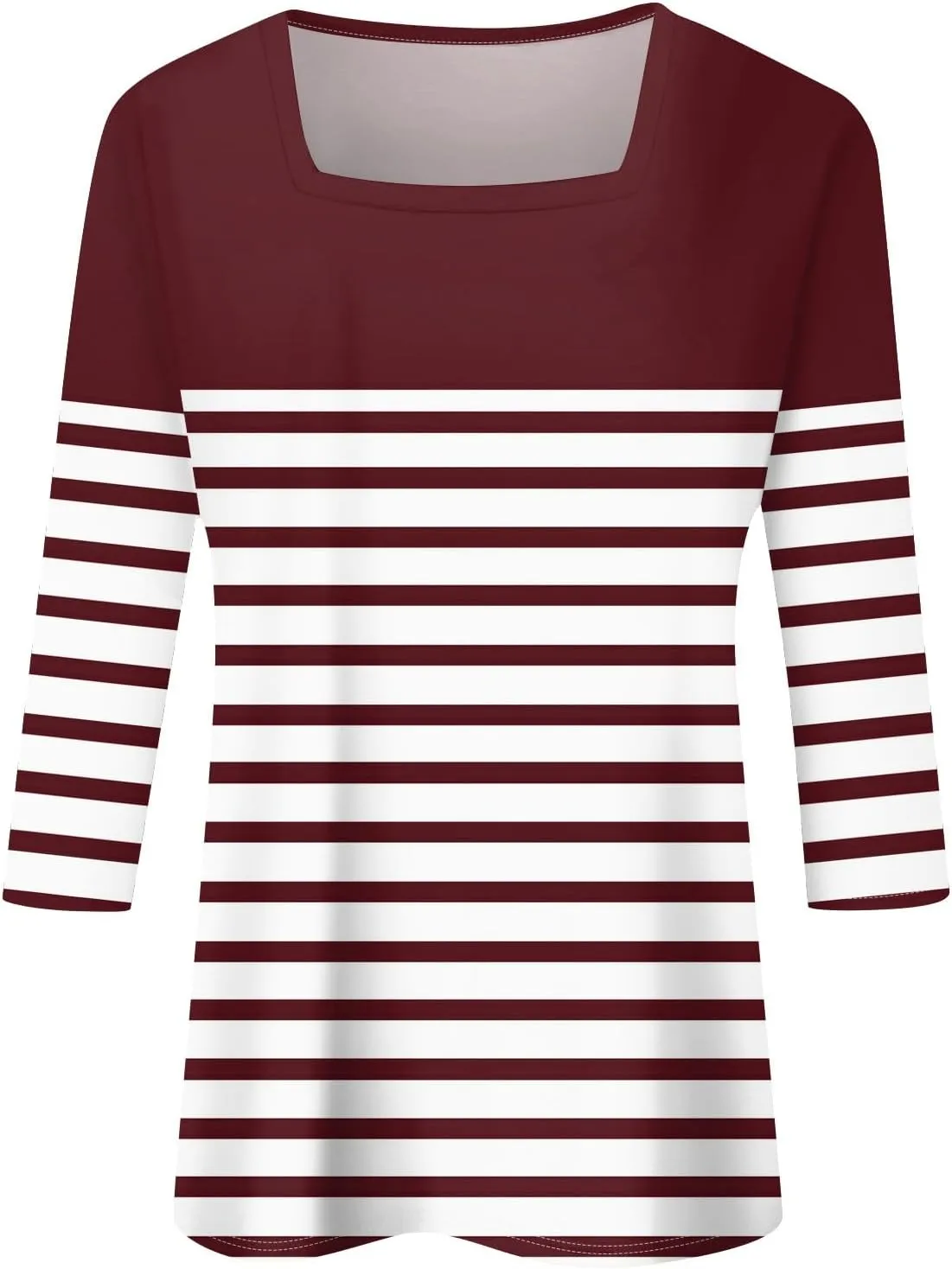 3/4 Length Sleeve Womens Tops,Basic Striped Tshirts Shirts Summer 2024 Gym Blouse Plus Size Athletic Tunic Top