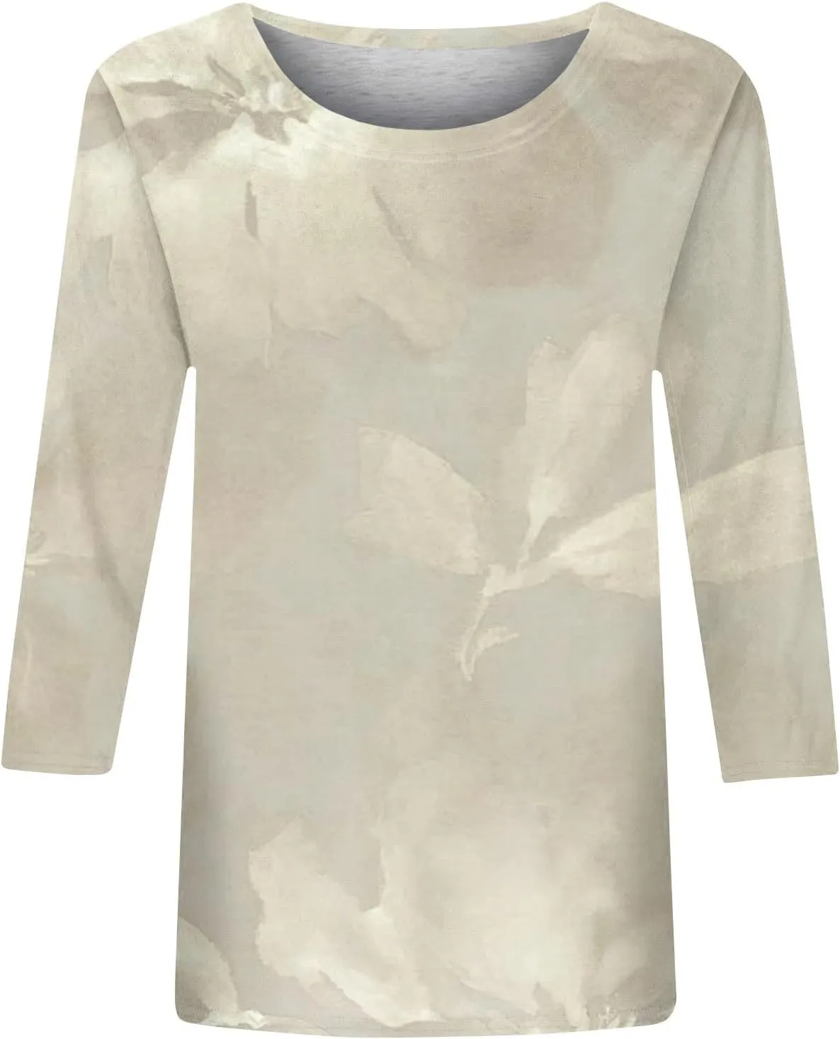 3/4 Sleeve Shirts for Women Spring Striped Crewneck Business Casual Tops Loose Three Quarter Length Work Blouses
