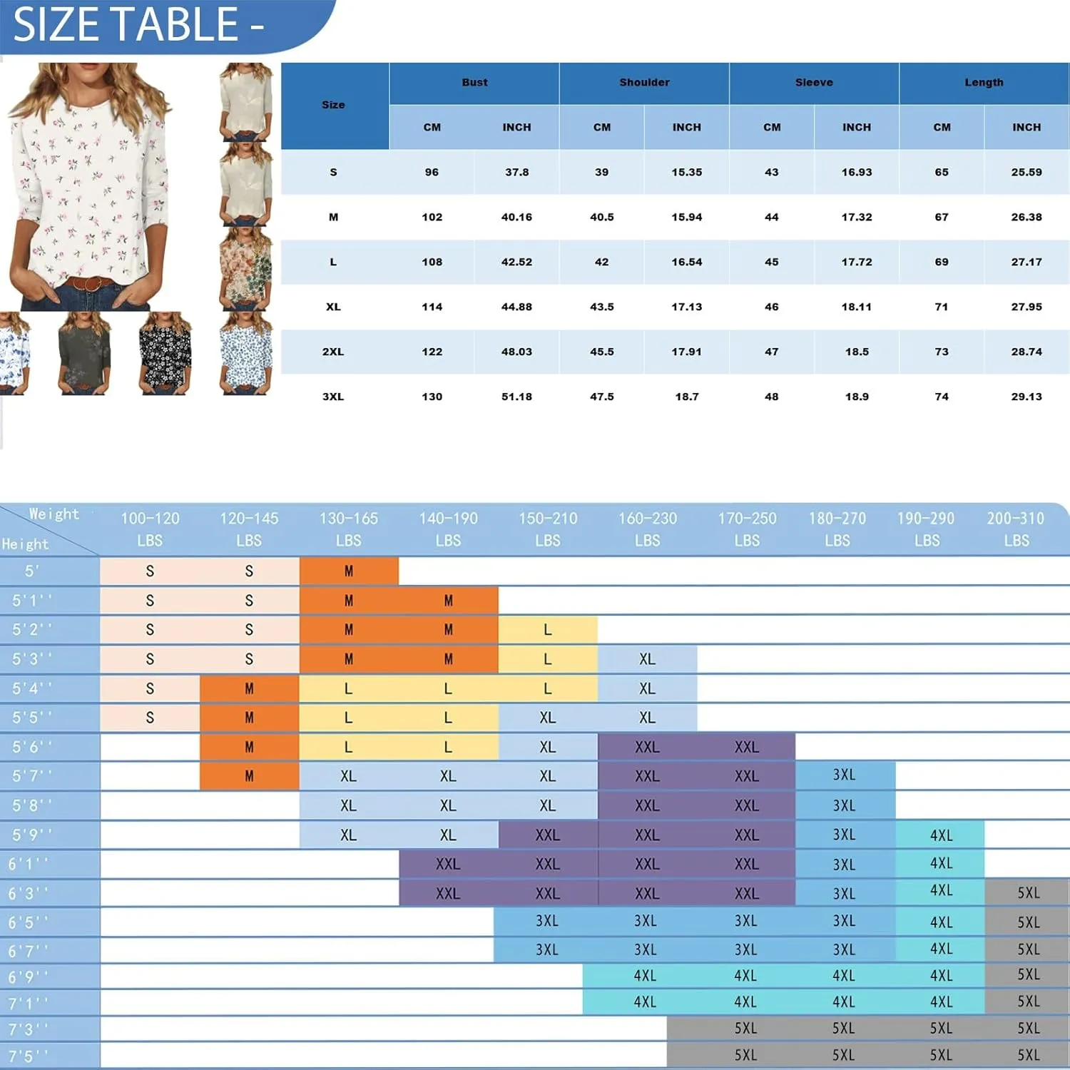 3/4 Sleeve Shirts for Women Spring Striped Crewneck Business Casual Tops Loose Three Quarter Length Work Blouses