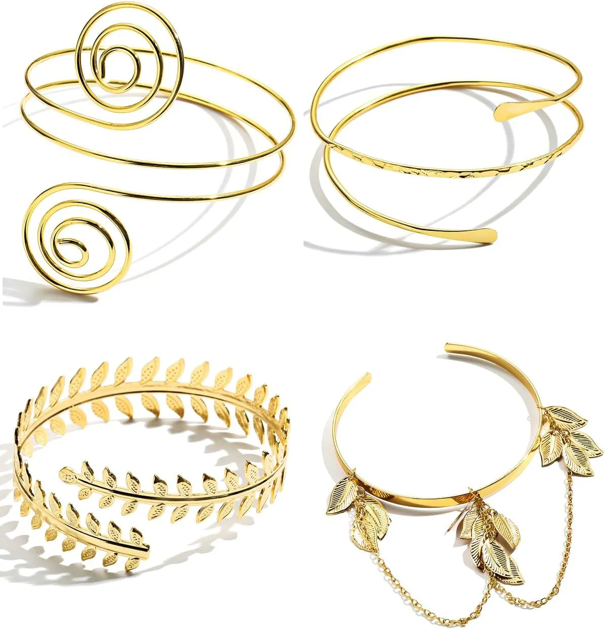 4-6 Pcs Arm Cuff Upper Arm Band Cuff Bracelet Bangle for Women Adjustable Armband Set