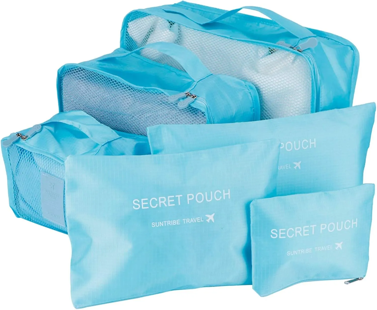 6 Set Travel Storage Bags, Multifunctional Travel Luggage Organizer Clothing Sorting Packages Travel Packing Pouches Packing Cubes (Blue)