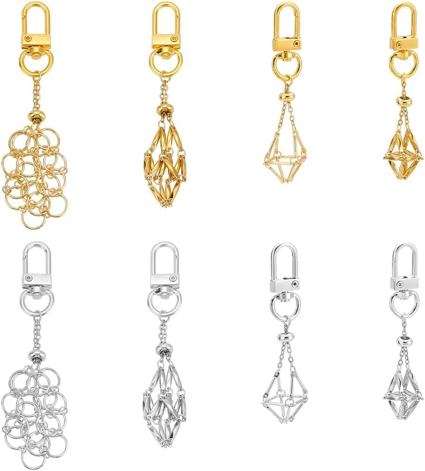 8pcs Adjustable Empty Stone Holder Necklace, Stainless Steel, Gold, Jewelry Necklace Holder