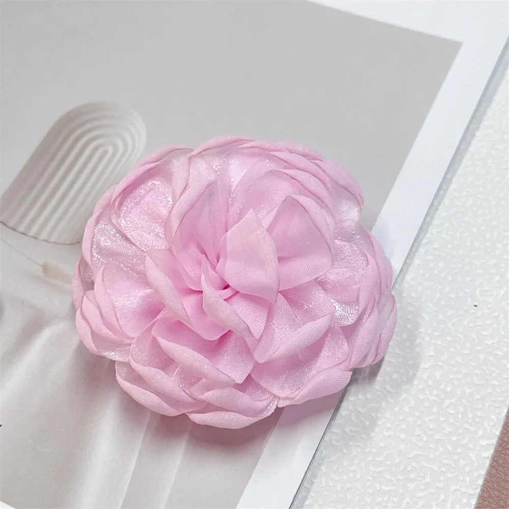 9cm Wedding Fabric Flower Brooch Pin Hair Clip for Women Men Elegant Big Camellia Rose Floral Brooches Lapel Pins Dainty Holiday Party Costume Dress Accessories Jewelry