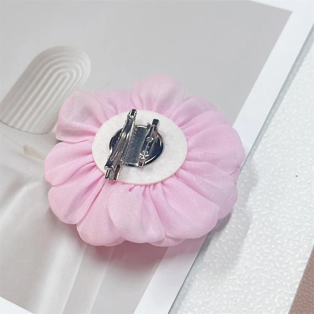 9cm Wedding Fabric Flower Brooch Pin Hair Clip for Women Men Elegant Big Camellia Rose Floral Brooches Lapel Pins Dainty Holiday Party Costume Dress Accessories Jewelry