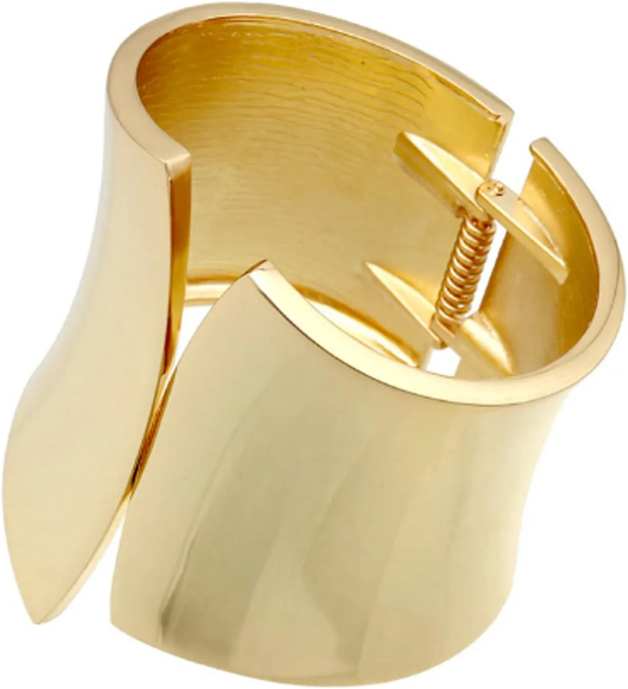 ABJFJE Fashion Exaggerated Geometry Brushed Cuff Hinged Bangle Bracelets Smooth Punk Wide Statement Gold Bangles Bracelet for Women Girls Jewelry Gift Gold Black Two-tone