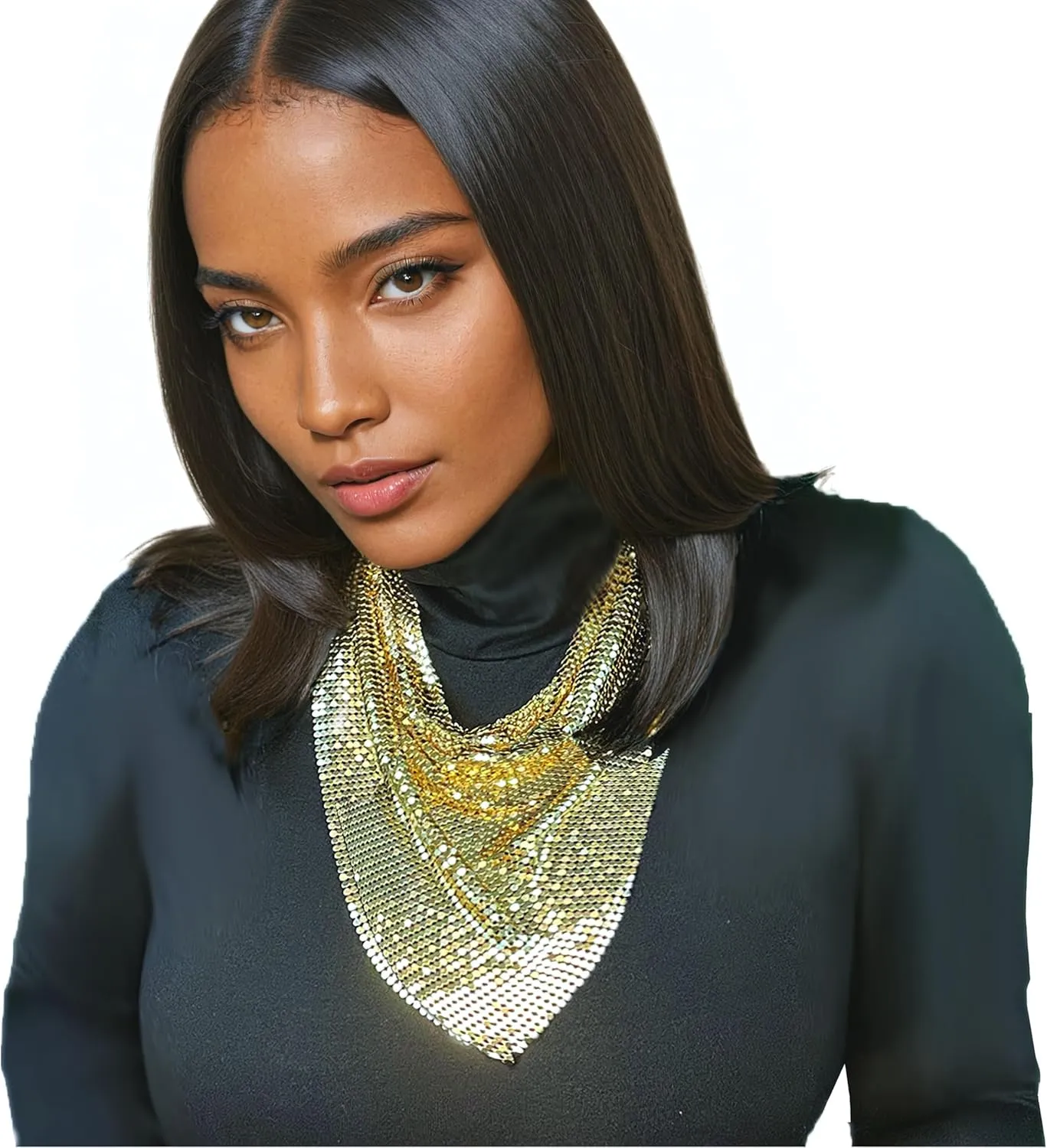 Adjustable Choker Liquid Metal Mesh Statement Necklace for Women in 3 Colors