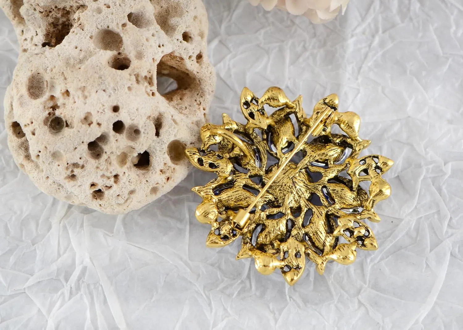 Alilang Crystal Rhinestone Bridal Flower Wreath Brooch Pin Necklace for Weddings Christmas