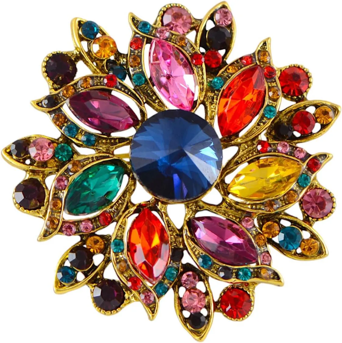 Alilang Crystal Rhinestone Bridal Flower Wreath Brooch Pin Necklace for Weddings Christmas