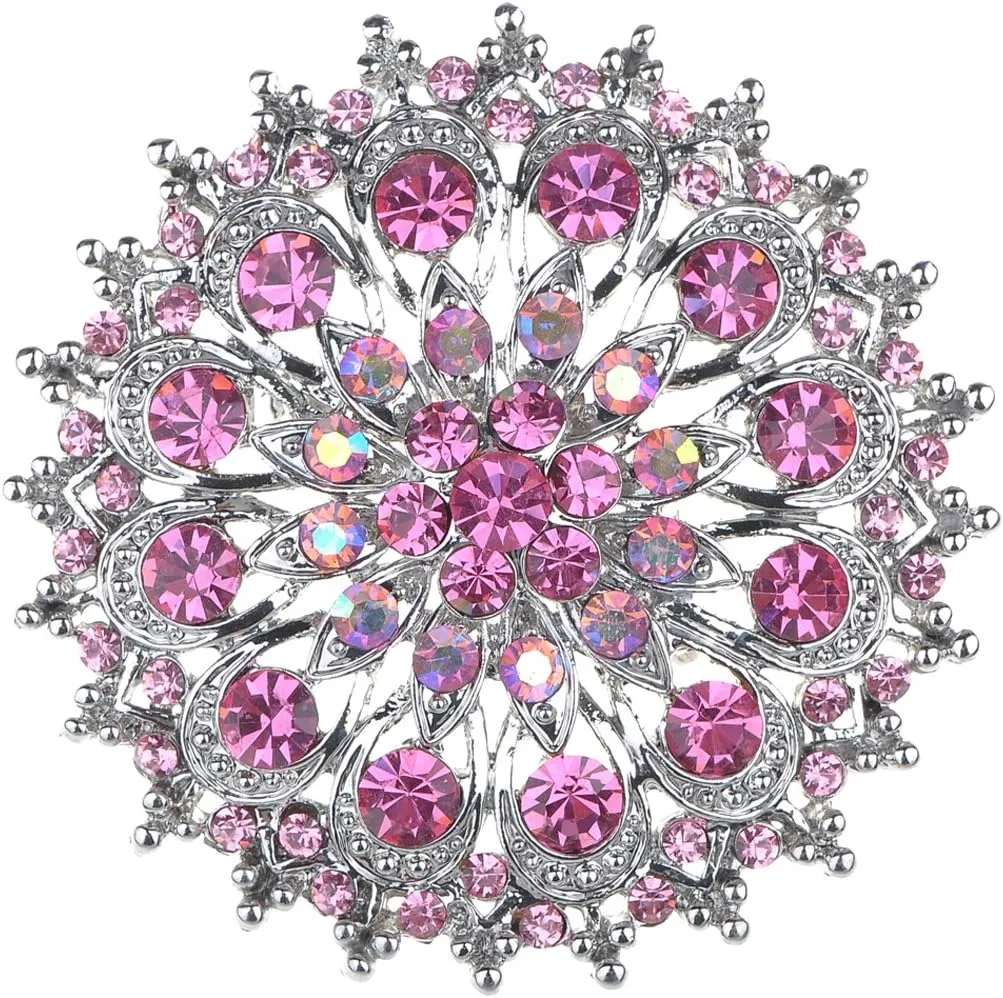 Alilang Shine Crystal Rhinestones Flower Snowflake Floral Wreath Wedding Brooch Pin