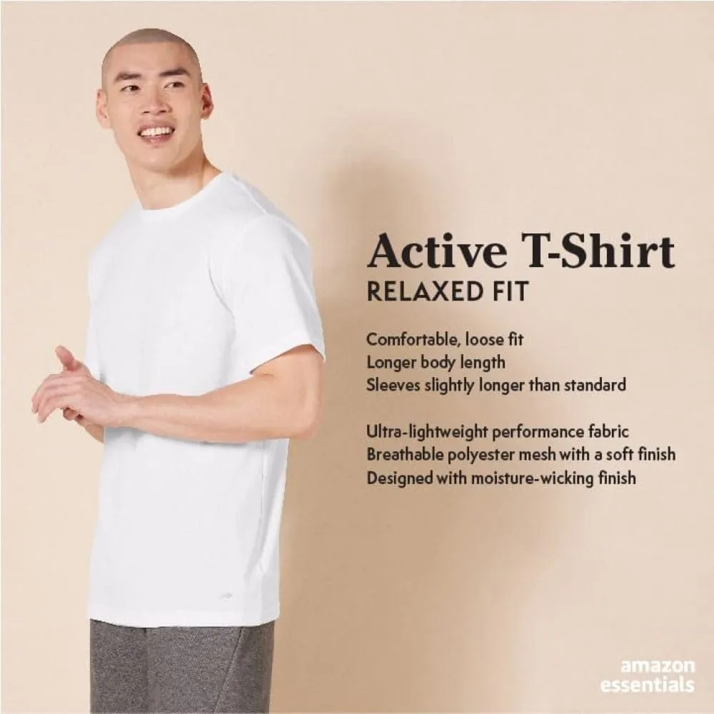 Amazon Essentials T-Shirts for Men, Active Performance Tech, Available in Big & Tall, Pack of 2