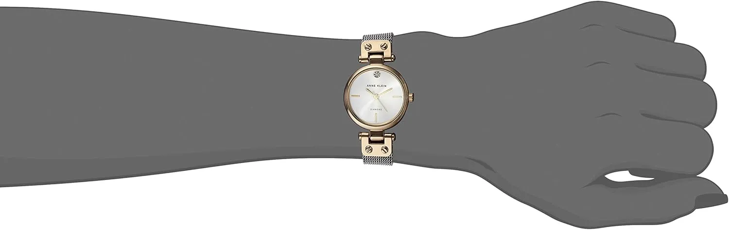 Anne Klein Women's Diamond-Accented Mesh Bracelet Watch