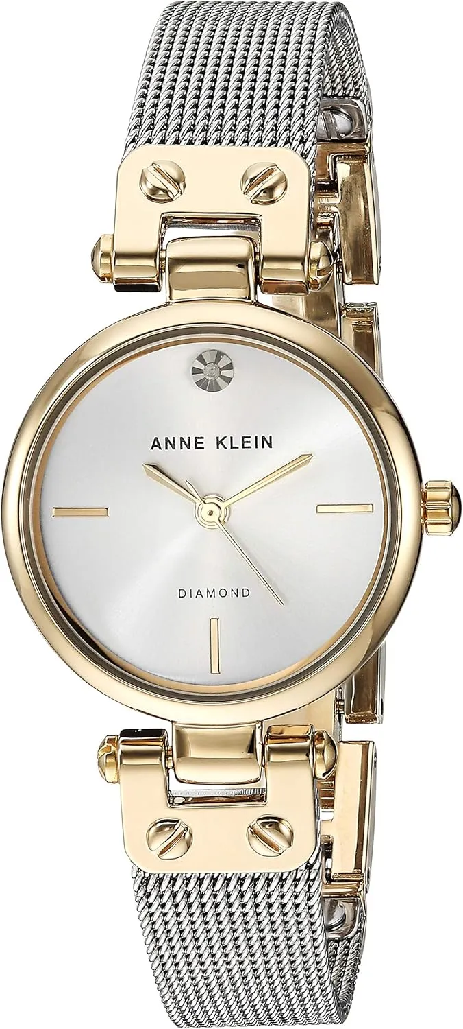 Anne Klein Women's Diamond-Accented Mesh Bracelet Watch