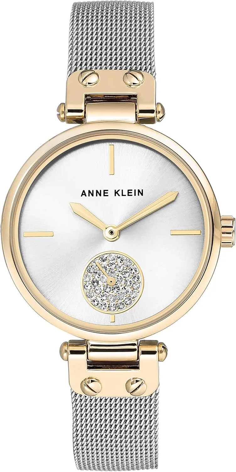 Anne Klein Women's Premium Crystal Accented Mesh Bracelet Watch