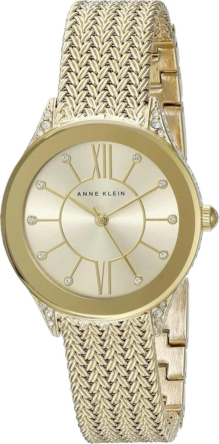 Anne Klein Women's Premium Crystal Accented Mesh Bracelet Watch