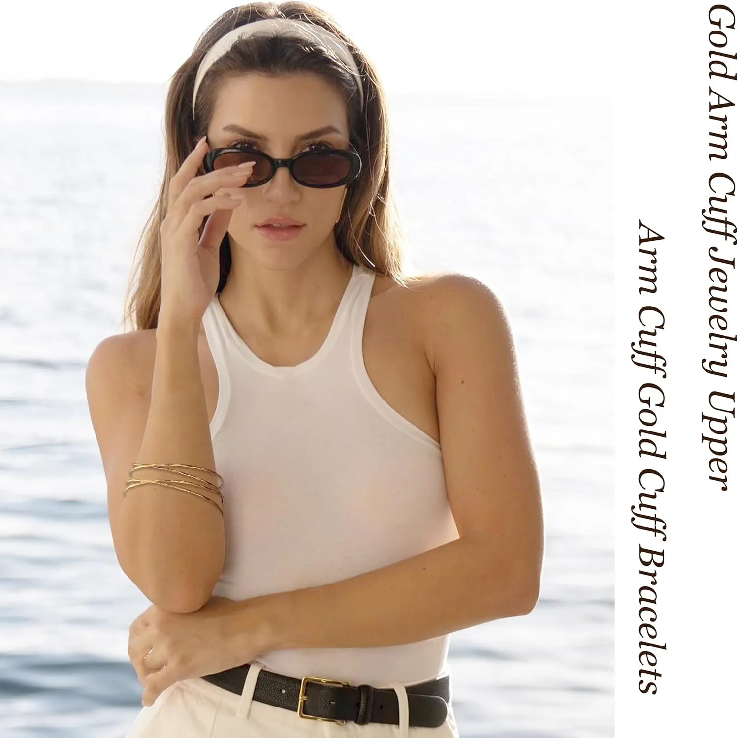 Arm Cuff for Women Upper Arm Cuffs Jewelry Gold Cuff Bangles Bracelet Summer Beach Essentials 2025