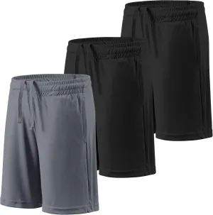 BALENNZ Boy's 5-Pack Athletic Shorts Kids Youth Quick Dry Active Performance Basketball Shorts with Pockets Elastic Waistband