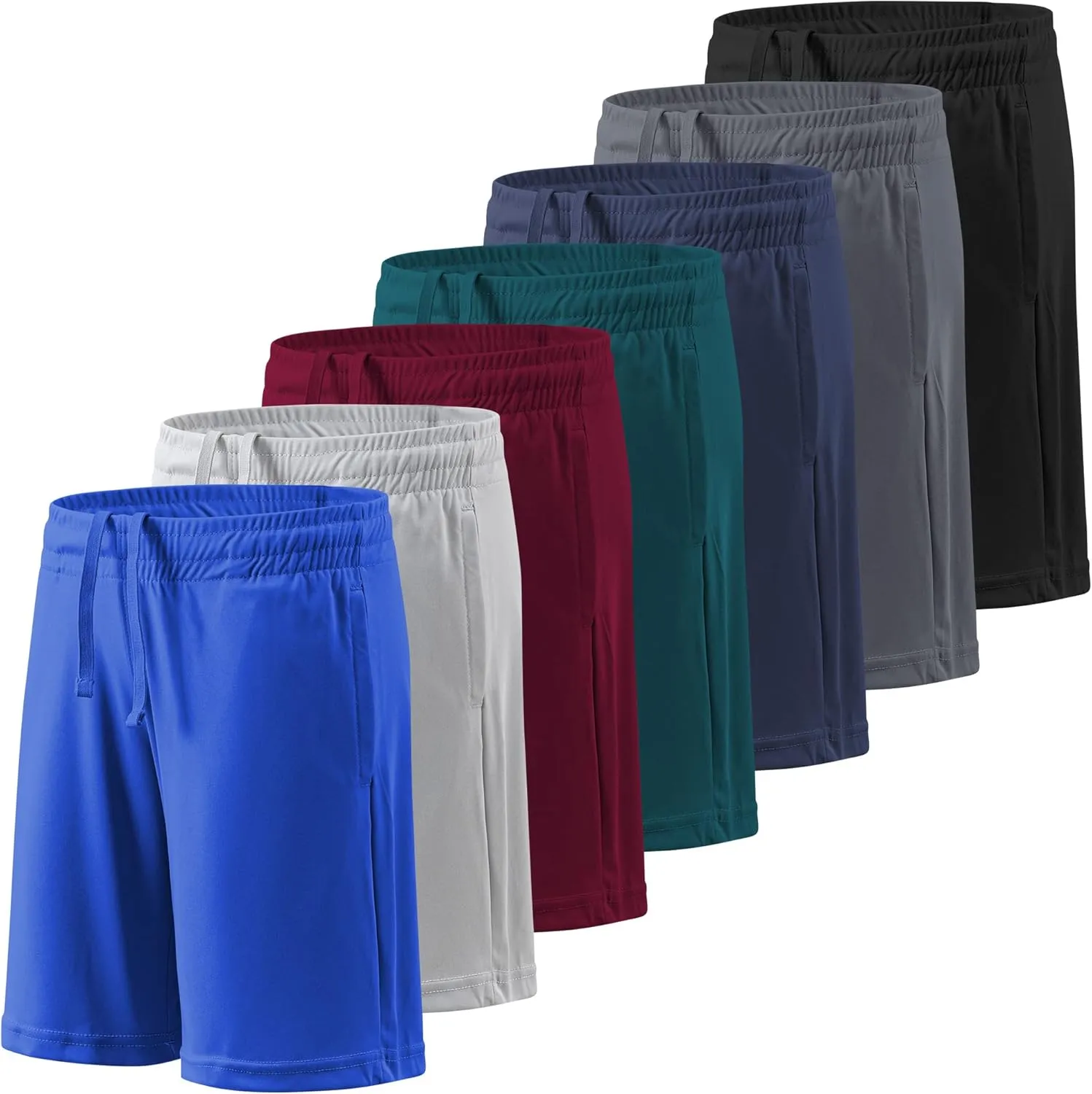 BALENNZ Boy's 5-Pack Athletic Shorts Kids Youth Quick Dry Active Performance Basketball Shorts with Pockets Elastic Waistband