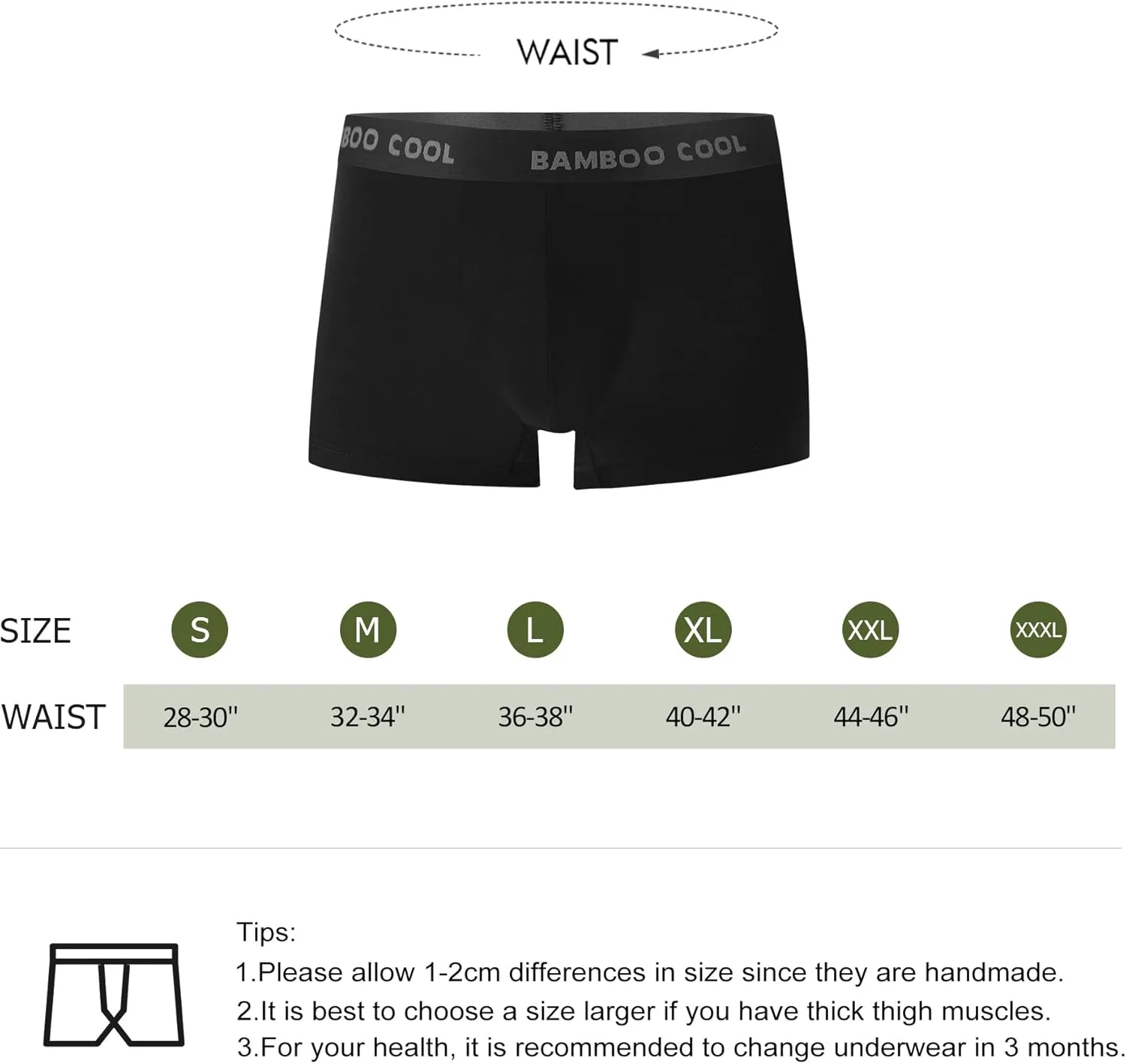 BAMBOO COOL Men's Ultra Breathable Underwear,No Riding Up Boxer Briefs with ComfortFlexible Waistband,Multipack