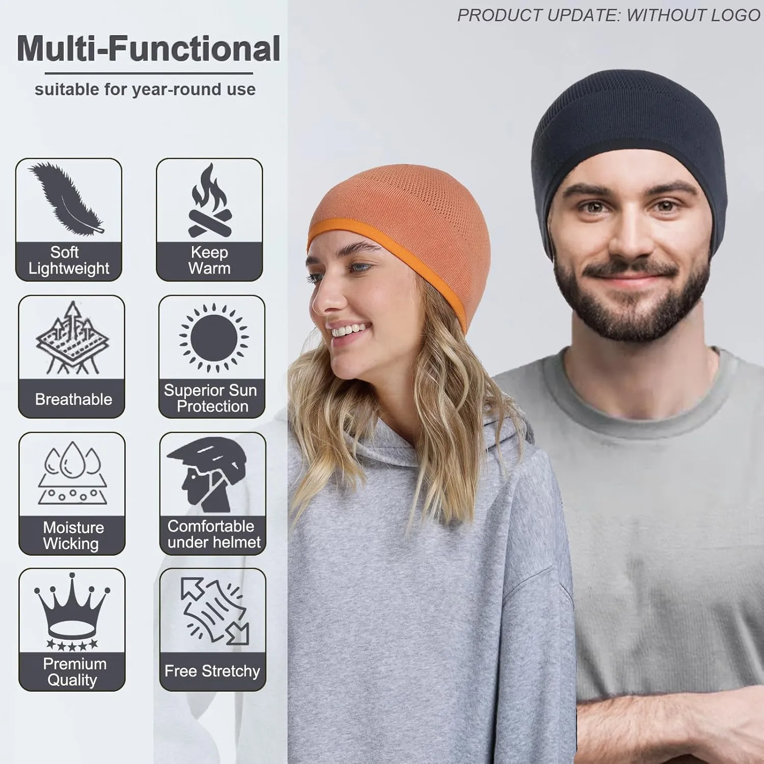 Bamboo Lightweight Skull Cap Beanie Hat for Men Women, Soft and Comfy Sleep Cap Watch Hat
