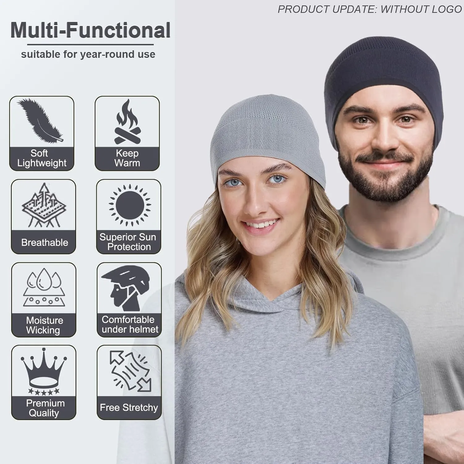Bamboo Lightweight Skull Cap Beanie Hat for Men Women, Soft and Comfy Sleep Cap Watch Hat