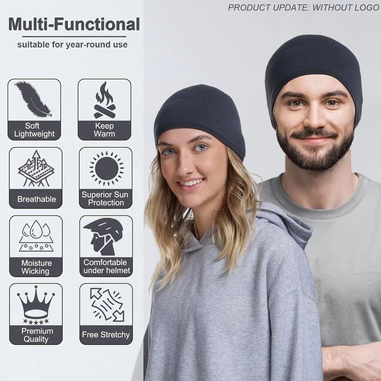 Bamboo Lightweight Skull Cap Beanie Hat for Men Women, Soft and Comfy Sleep Cap Watch Hat