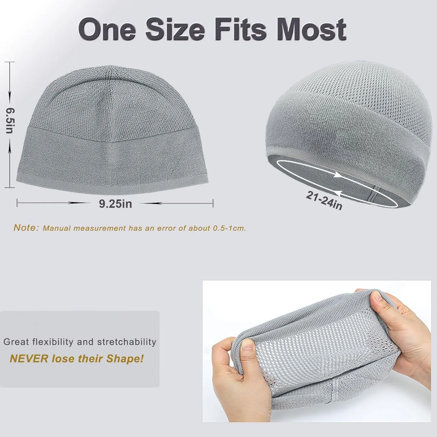Bamboo Lightweight Skull Cap Beanie Hat for Men Women, Soft and Comfy Sleep Cap Watch Hat