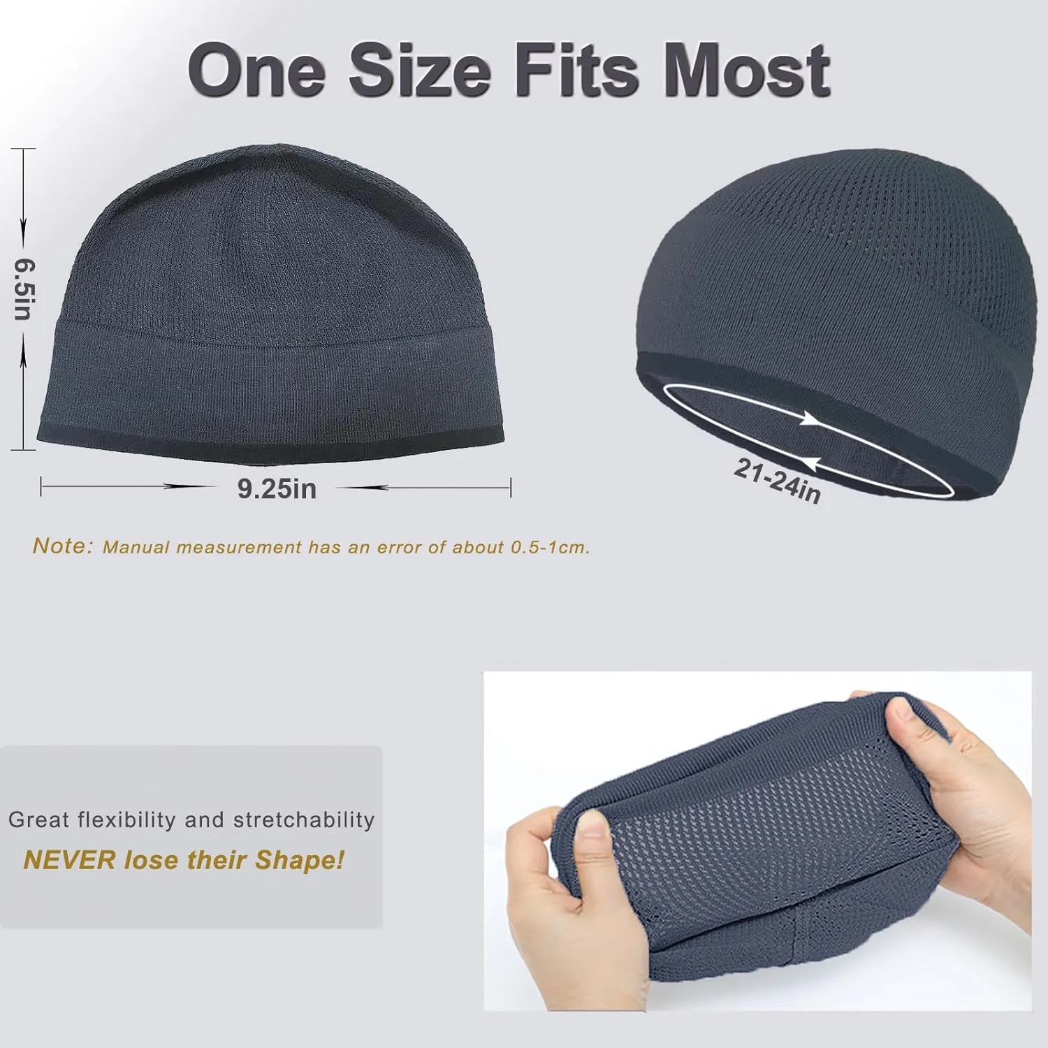 Bamboo Lightweight Skull Cap Beanie Hat for Men Women, Soft and Comfy Sleep Cap Watch Hat