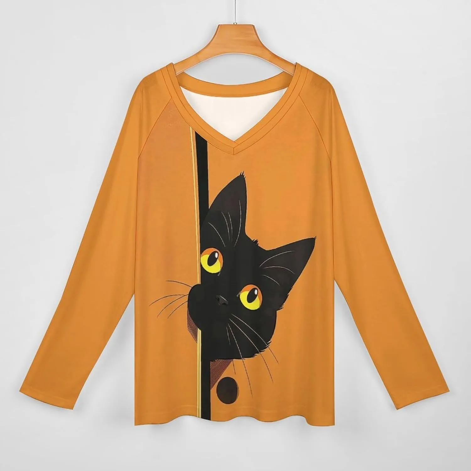 Bengbobar Funny Cat Shirts for Women Women's Black Cat T Shirt Pullover Cute Cat Lover 3D Graphic Print Sweatshirts Fall Tops