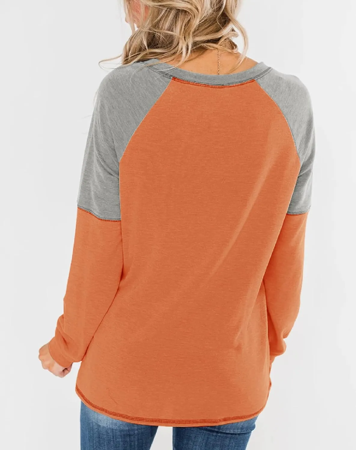 Bingerlily Women's Casual Long Sleeve Tunic Tops Crew Neck Color Block Blouse