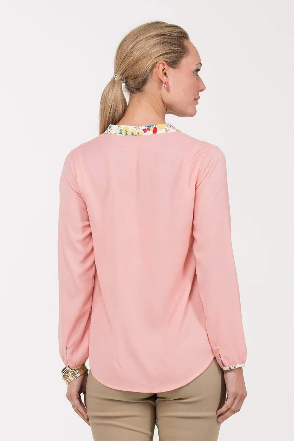 Blaise Mandarin Collar Top Pink