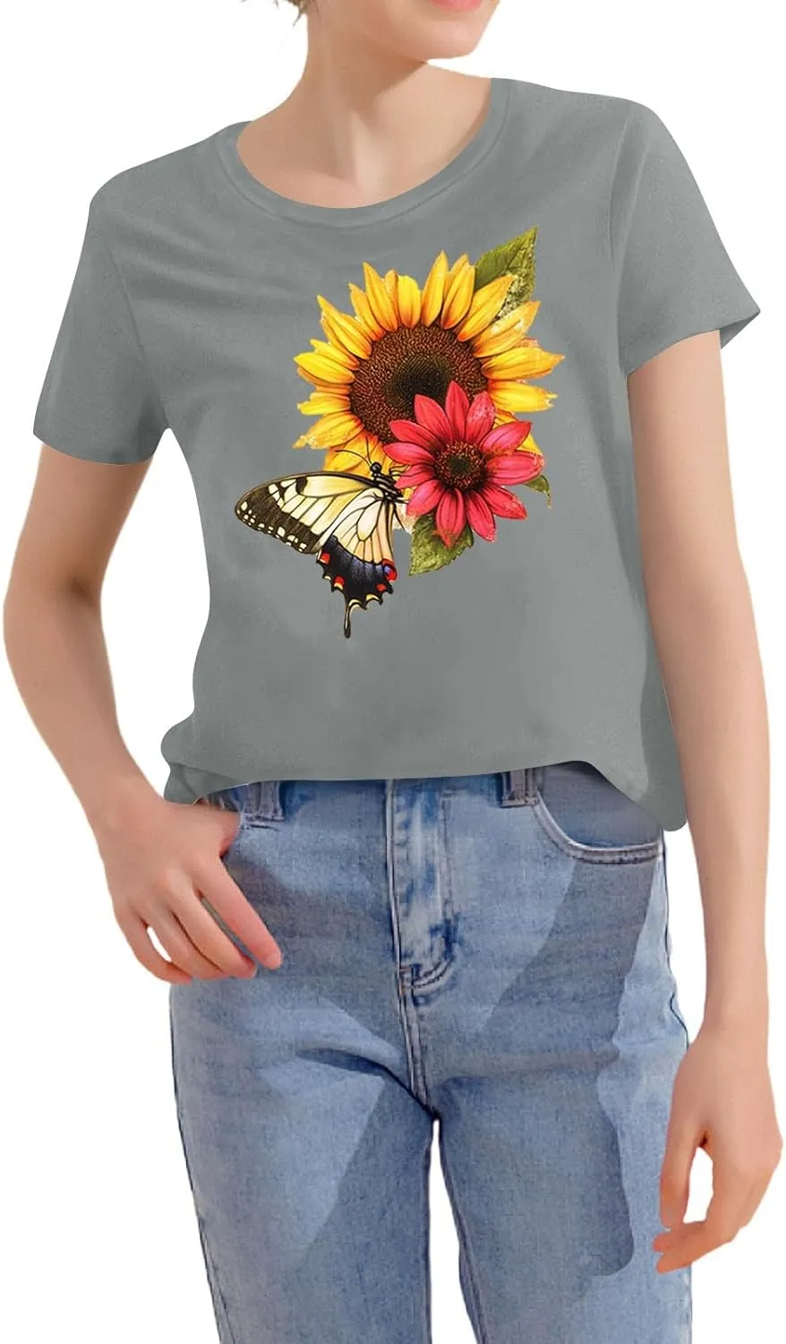 Blouses for Women Boho Clothes Dandelion Graphic Shirts Floral Pattern Print Tops Casual Short Sleeve Shirt