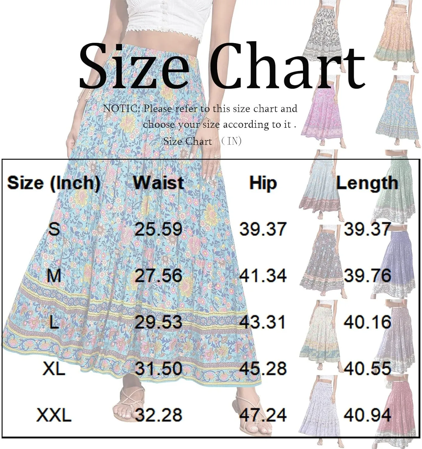 Boho Maxi Skirts for Women 2025 Casual Pleated Long Floral Skirt Smocked High Waisted Hippie Tiered Aline Flowy Skirt