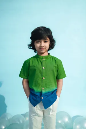 Boys Shirt Green Tie Dye Ombre