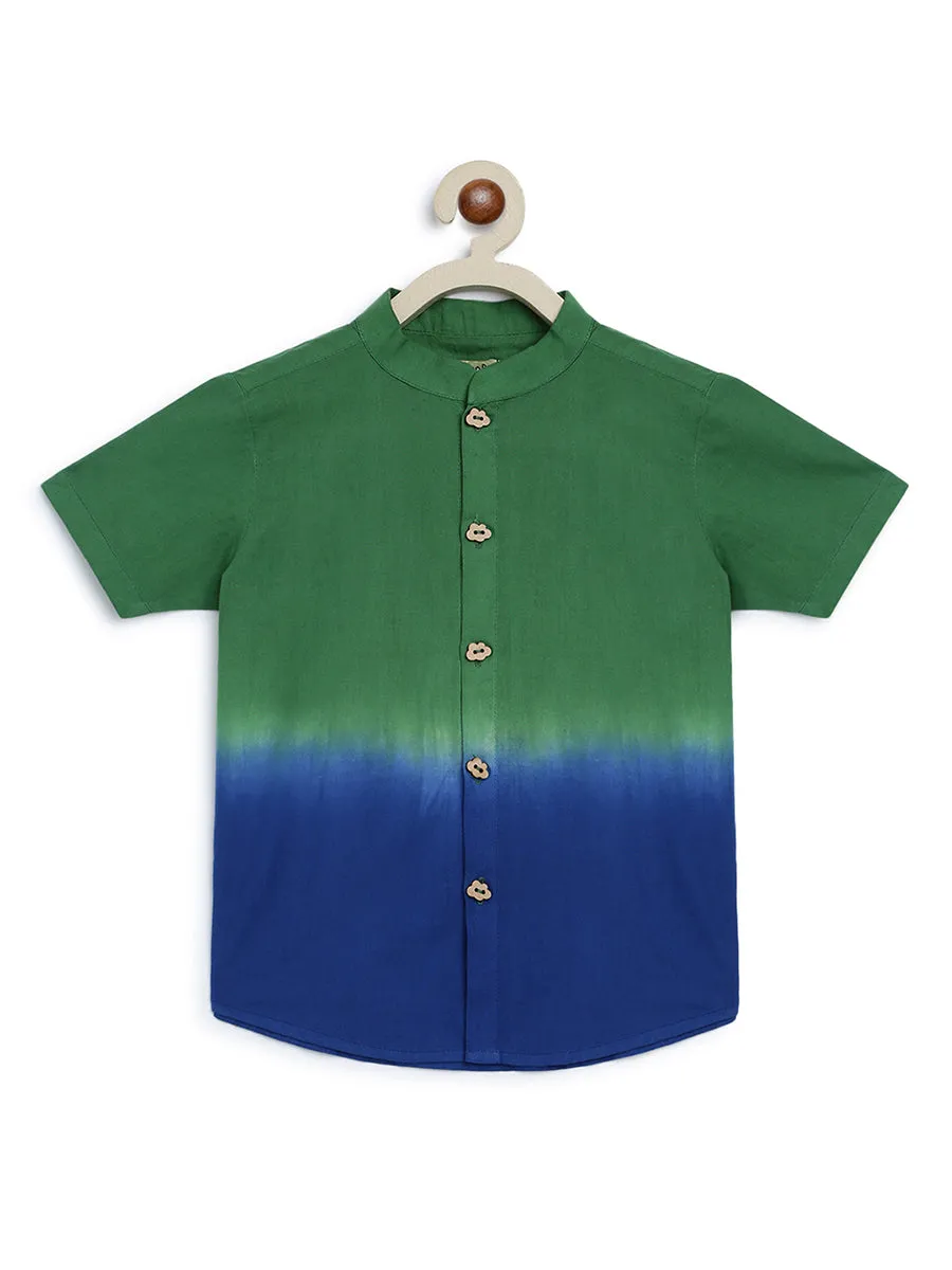 Boys Shirt Green Tie Dye Ombre