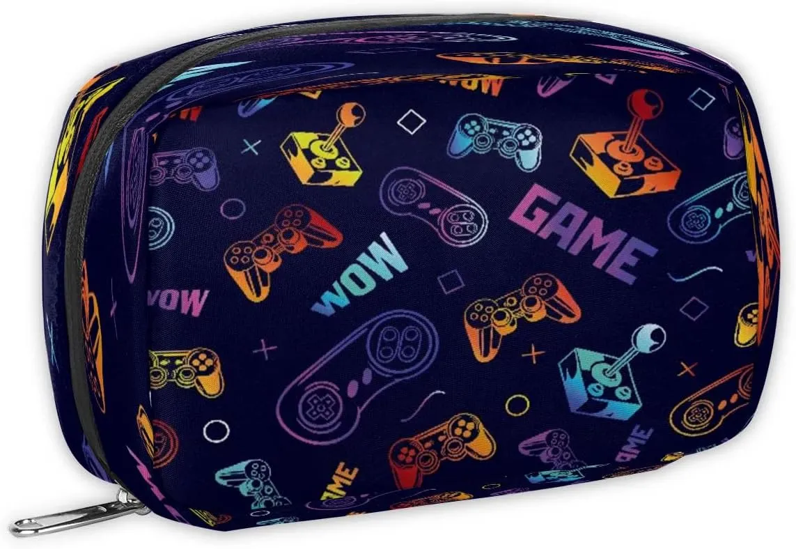 Boys Toiletry Bag Game Theme Waterproof Lightweight Small Kids Dopp Kit Shower Makeup Bag Storage Pouches Medicine Bag for Travel Study Camping Essential