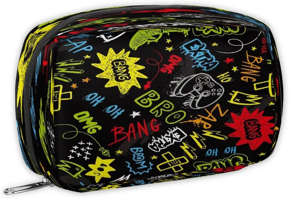 Boys Toiletry Bag Game Theme Waterproof Lightweight Small Kids Dopp Kit Shower Makeup Bag Storage Pouches Medicine Bag for Travel Study Camping Essential