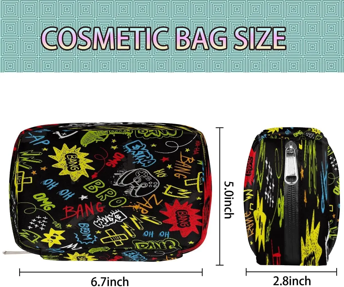 Boys Toiletry Bag Game Theme Waterproof Lightweight Small Kids Dopp Kit Shower Makeup Bag Storage Pouches Medicine Bag for Travel Study Camping Essential