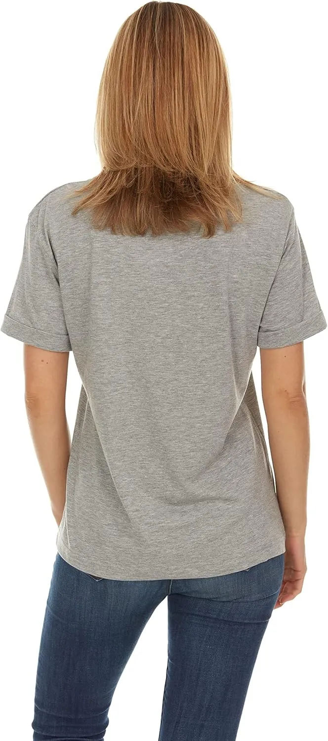 Brix Womens Loose Fit Tee - Shirts Crewneck Cotton Tees.