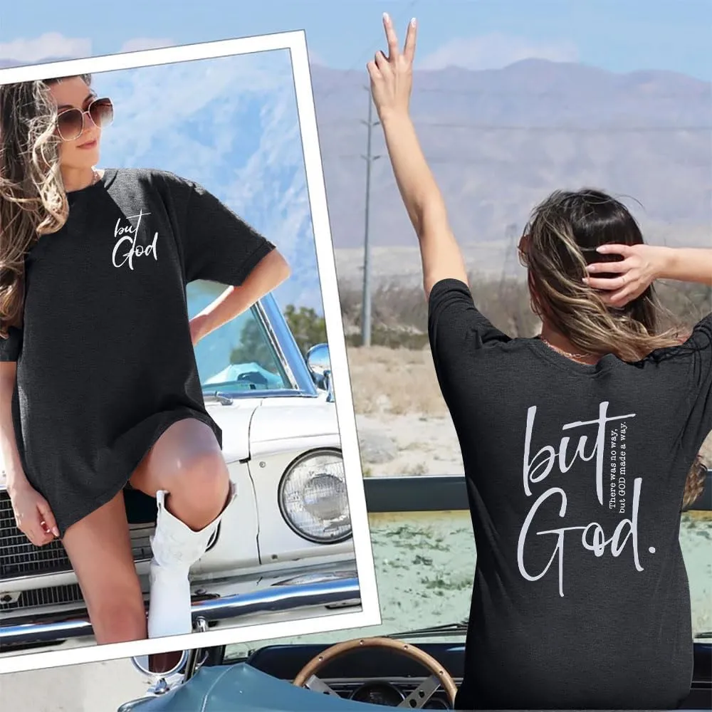 But God Shirt Women Oversized Christian Tshirt Faith Sayings Jesus Graphic Tee Religious Short Sleeve Tops