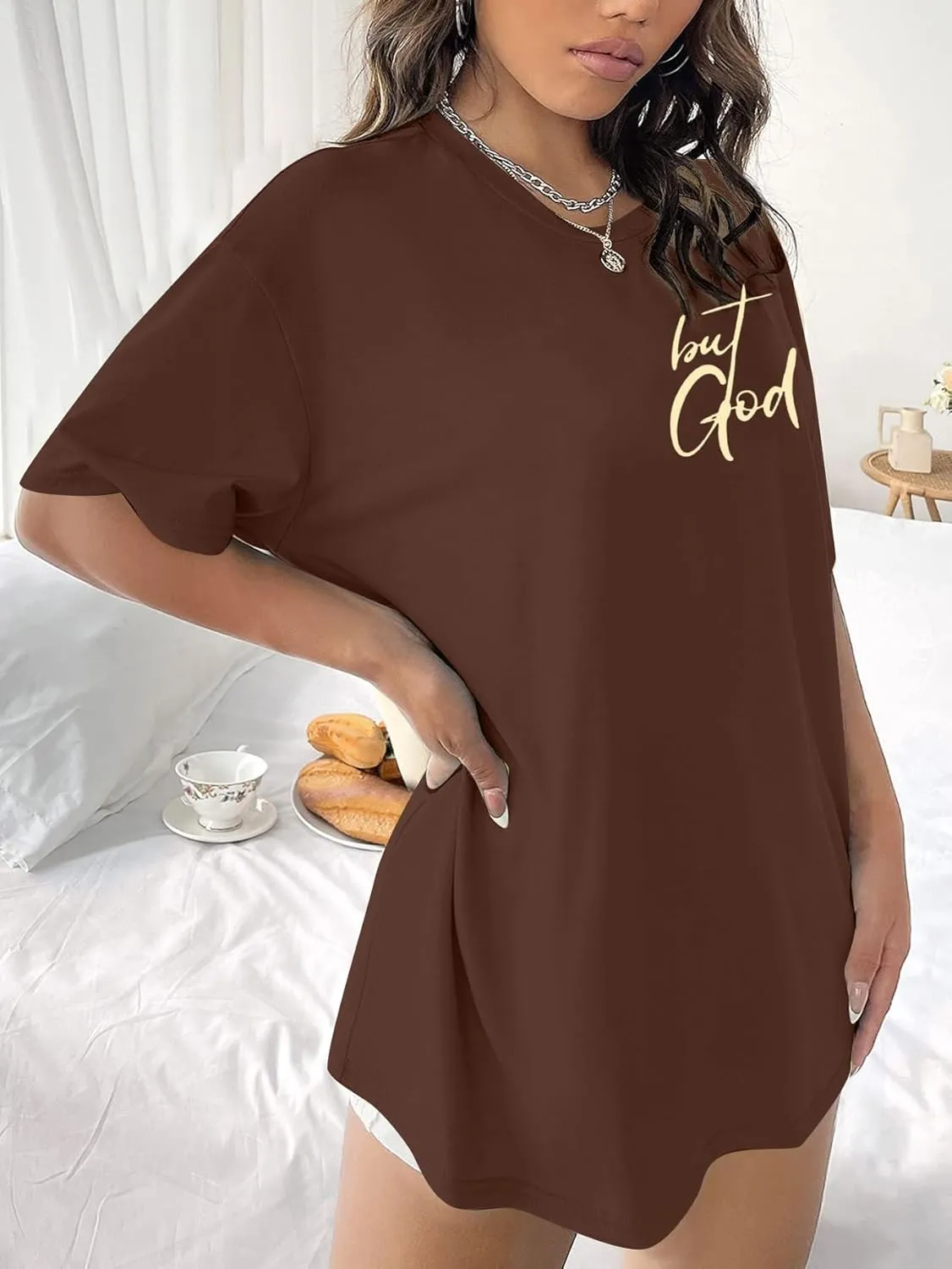But God Shirt Women Oversized Christian Tshirt Faith Sayings Jesus Graphic Tee Religious Short Sleeve Tops