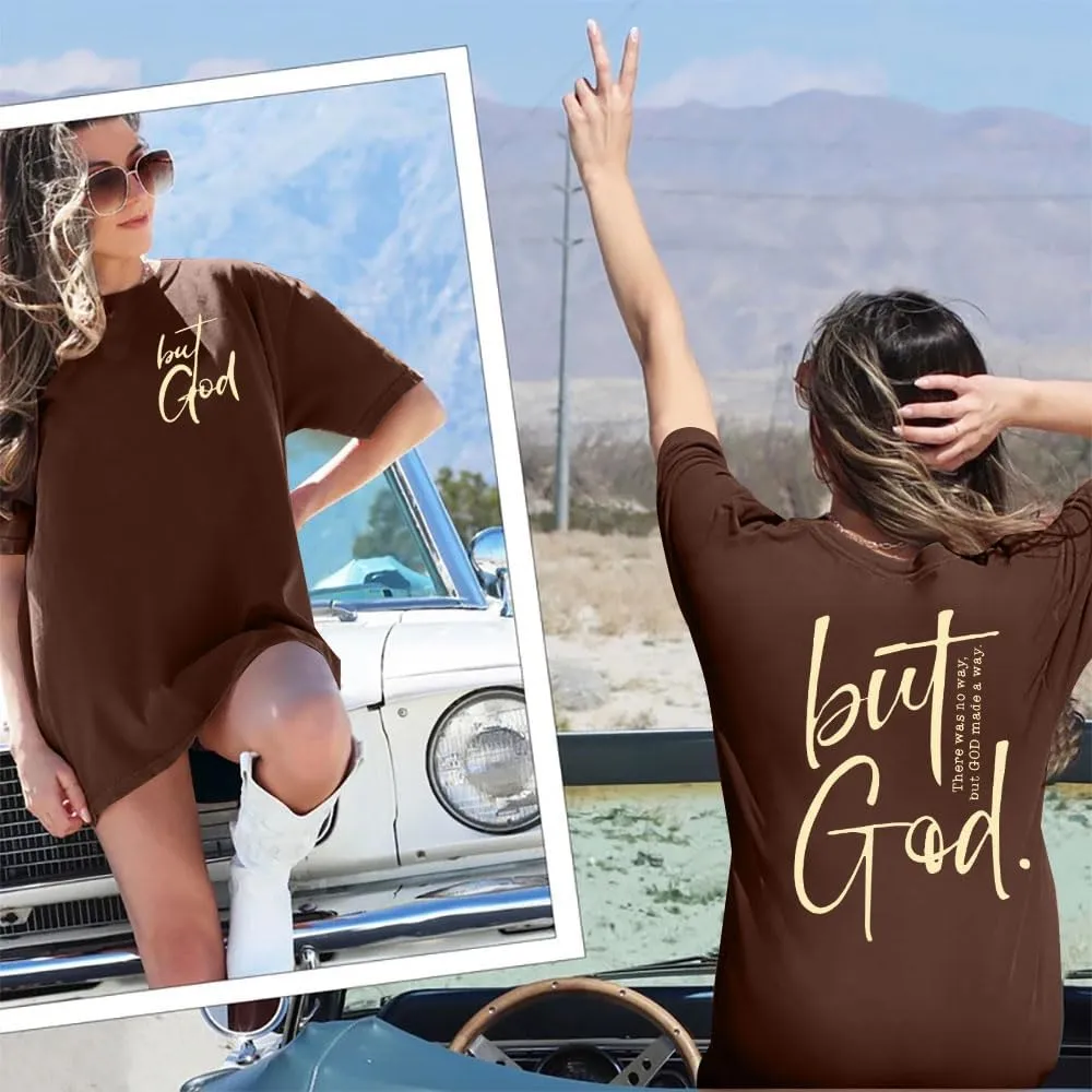 But God Shirt Women Oversized Christian Tshirt Faith Sayings Jesus Graphic Tee Religious Short Sleeve Tops
